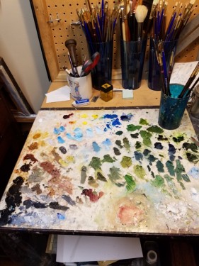 The palette with a few missing greens